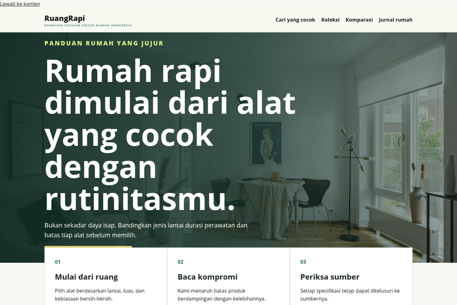 Gambar website RuangRapi: Pencari produk